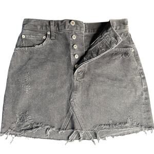 AGOLDE Quinn High Rise Denim Mini Skirt Sz 26 Cult Wash NWT Raw Hem Distressed